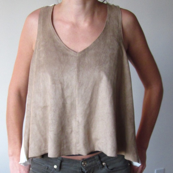 BEDO - Boho Faux Suede Sleeveless Tank Top - Picture 3 of 6